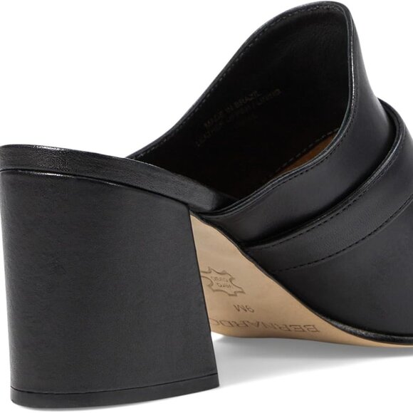 NEW BERNARDO Made In Brazil Leather Natasia Heeled Mules black for women 764tn - Picture 8 of 10